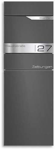 Metzler Standbriefkasten anthrazit RAL 7016 - Wetterfest mit Namensschild & Zeitungsfach | Perfekt für jeden Außenbereic