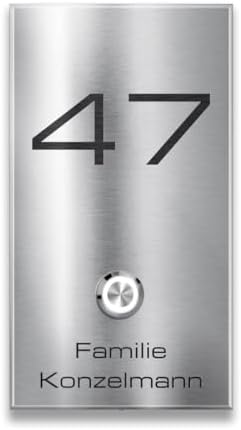 Metzler Edelstahl Türklingel V2A - Modernes Design in Anthrazit RAL 7016 mit gravierbarem LED-Taster für wasserdichte Mo