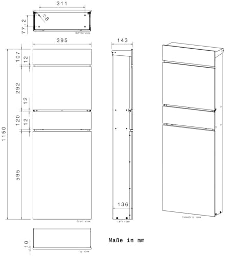 Metzler Standbriefkasten anthrazit RAL 7016 - Wetterfest mit Namensschild & Zeitungsfach | Perfekt für jeden Außenbereic