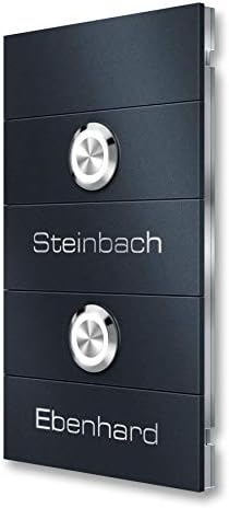 Metzler Edelstahl Zwei-Familien Türklingel - modernes Design mit Namensschildern - ideal für Mehrfamilienhäuser in Anthr