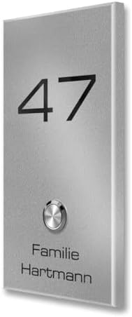 Metzler Edelstahl Türklingel V2A - Modernes Design in Anthrazit RAL 7016 mit gravierbarem LED-Taster für wasserdichte Mo