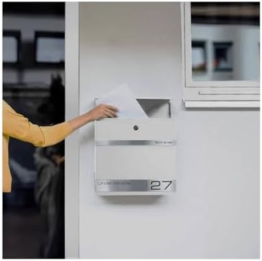 Metzler Briefkasten Anthrazit mit Zeitungsfach - personalisierter Wandbriefkasten aus massivem Stahl | Modell Stencil 2