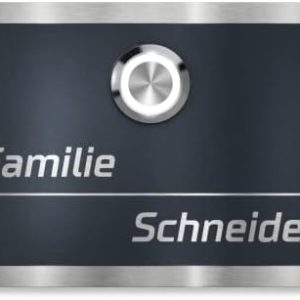 Metzler Edelstahl Türklingel in Anthrazit - Elegante V2A Türklingel mit Gravur & LED für modernen Eingangsbereich