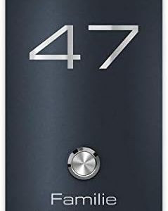 Metzler Edelstahl Türklingel V2A - Modernes Design in Anthrazit RAL 7016 mit gravierbarem LED-Taster für wasserdichte Mo