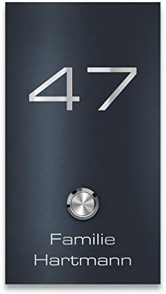 Metzler Edelstahl Türklingel V2A - Modernes Design in Anthrazit RAL 7016 mit gravierbarem LED-Taster für wasserdichte Mo
