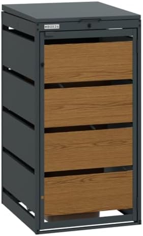 Mülltonnenbox 4er für 120 Liter | Golden Oak | Wetterfeste Mülltonnenverkleidung für den Garten