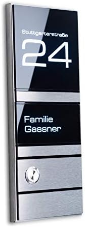 Metzler Design Edelstahl Türklingel mit LED-Beleuchtung – Austauschbares Namensschild für individuelle Beschriftung – Mo