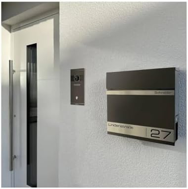 Metzler Briefkasten Anthrazit mit Zeitungsfach - personalisierter Wandbriefkasten aus massivem Stahl | Modell Stencil 2