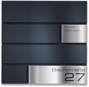 Metzler Briefkasten G in Anthrazit - Pulverbeschichtet RAL 7016 - Elegantes Design mit Gravur für Wände - 37x37x10,5 cm