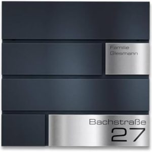 Metzler Briefkasten G in Anthrazit - Pulverbeschichtet RAL 7016 - Elegantes Design mit Gravur für Wände - 37x37x10,5 cm