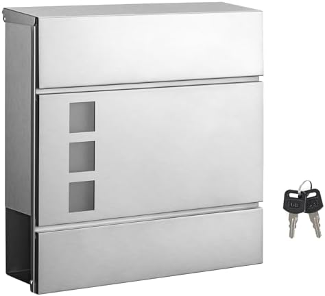 SONGMICS XXL Briefkasten mit Zeitungsfach – moderner, abschließbarer Postkasten für Ihren Vorgarten, anthrazit, einfache