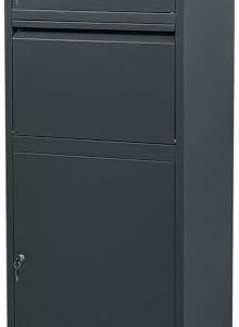 Sillar Paketbriefkasten anthrazit mit Schlüssel – Wetterfester Standbriefkasten für große Post und Pakete draußen (112,3