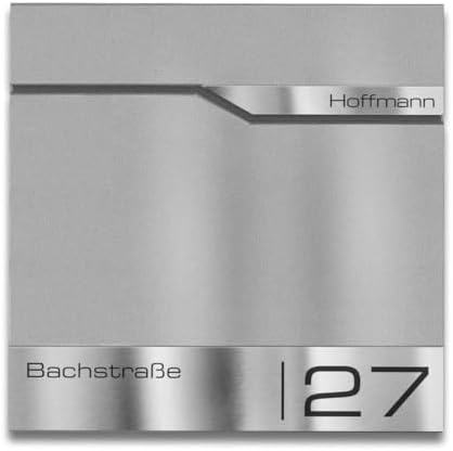 Siebert Metzler Briefkasten Basaltgrau RAL7012 mit Zeitungsfach & Edelstahl Namensschild – langlebig & modern für Ihr Zu