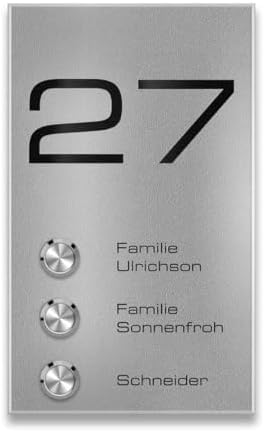 Metzler Edelstahl Türklingel V2A - Modernes Design in Anthrazit RAL 7016 mit gravierbarem LED-Taster für wasserdichte Mo