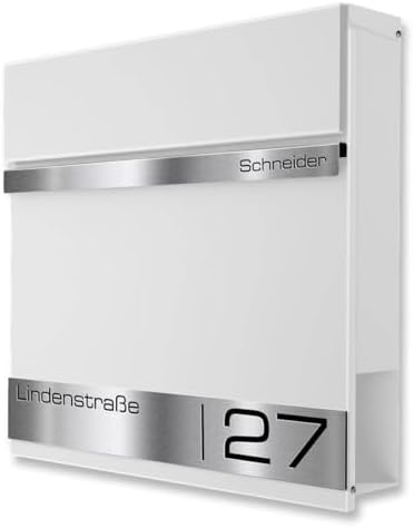 Metzler Briefkasten Anthrazit mit Zeitungsfach - personalisierter Wandbriefkasten aus massivem Stahl | Modell Stencil 2