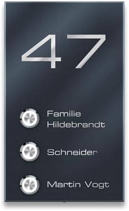 Metzler Edelstahl Türklingel V2A - Modernes Design in Anthrazit RAL 7016 mit gravierbarem LED-Taster für wasserdichte Mo