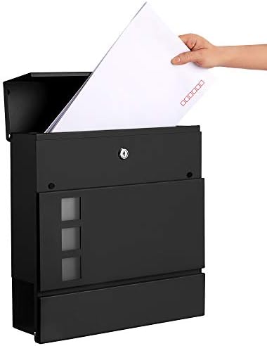 SONGMICS XXL Briefkasten mit Zeitungsfach – moderner, abschließbarer Postkasten für Ihren Vorgarten, anthrazit, einfache