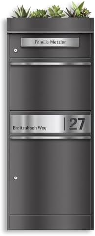 Metzler Briefkasten mit Paketfach, abschließbar, wetterfest und personalisierbar - ideal für Garten und Eingangsbereich