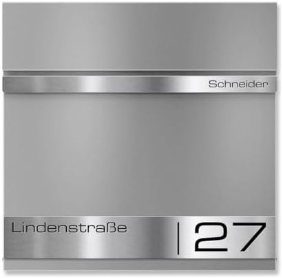 Metzler Briefkasten Anthrazit mit Zeitungsfach - personalisierter Wandbriefkasten aus massivem Stahl | Modell Stencil 2