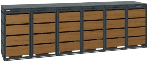 Mülltonnenbox 4er für 120 Liter | Golden Oak | Wetterfeste Mülltonnenverkleidung für den Garten