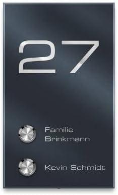 Metzler Edelstahl Türklingel V2A - Modernes Design in Anthrazit RAL 7016 mit gravierbarem LED-Taster für wasserdichte Mo