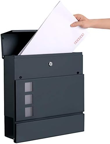 SONGMICS XXL Briefkasten mit Zeitungsfach – moderner, abschließbarer Postkasten für Ihren Vorgarten, anthrazit, einfache