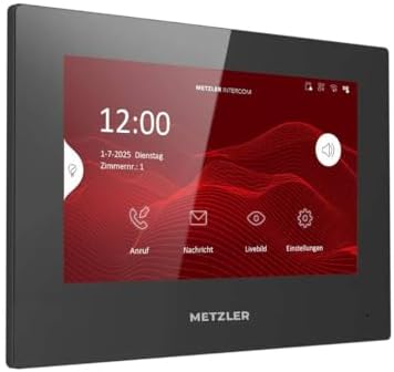 Metzler VDM10 |0 Innenstation für Smart Homes, 7 Zoll Touchscreen, LAN + PoE, Schwarz