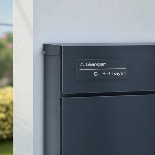 Metzler Edelstahlschild mit Briefsymbol für Paketboxen - Hochwertige Kennzeichnung in Anthrazit RAL 7016