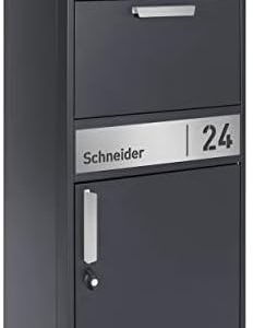 AlbersDesign Paketbox Anthrazit (RAL 7016) mit Brieffach – personalisierbar für Ihr Zuhause