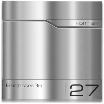 Siebert Metzler Briefkasten Basaltgrau RAL7012 mit Zeitungsfach & Edelstahl Namensschild – langlebig & modern für Ihr Zu