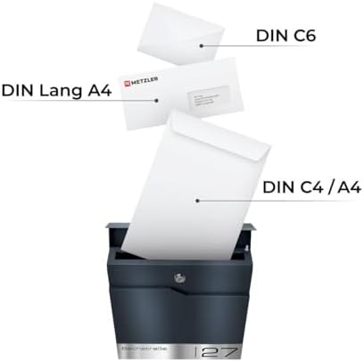 Siebert Metzler Briefkasten Basaltgrau RAL7012 mit Zeitungsfach & Edelstahl Namensschild – langlebig & modern für Ihr Zu