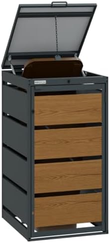 Mülltonnenbox 4er für 120 Liter | Golden Oak | Wetterfeste Mülltonnenverkleidung für den Garten