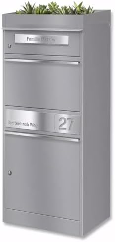 Metzler Briefkasten mit Paketfach, abschließbar, wetterfest und personalisierbar - ideal für Garten und Eingangsbereich