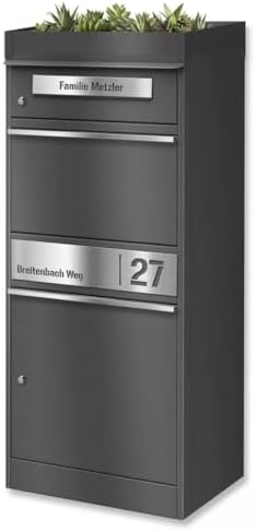 Metzler Briefkasten mit Paketfach, abschließbar, wetterfest und personalisierbar - ideal für Garten und Eingangsbereich