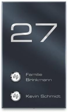 Metzler Edelstahl Türklingel V2A - Modernes Design in Anthrazit RAL 7016 mit gravierbarem LED-Taster für wasserdichte Mo