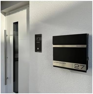 Metzler Briefkasten Anthrazit mit Zeitungsfach - personalisierter Wandbriefkasten aus massivem Stahl | Modell Stencil 2