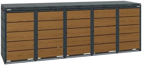 Mülltonnenbox 4er für 120 Liter | Golden Oak | Wetterfeste Mülltonnenverkleidung für den Garten