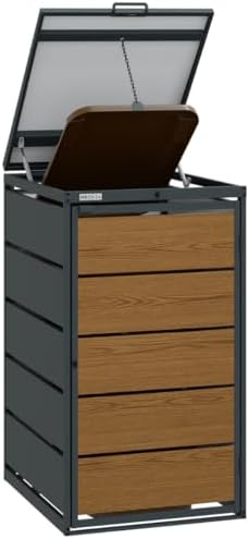 Mülltonnenbox 4er für 120 Liter | Golden Oak | Wetterfeste Mülltonnenverkleidung für den Garten