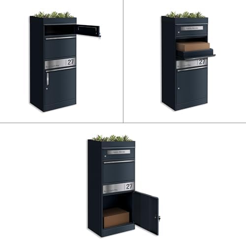 Metzler Briefkasten mit Paketfach, abschließbar, wetterfest und personalisierbar - ideal für Garten und Eingangsbereich