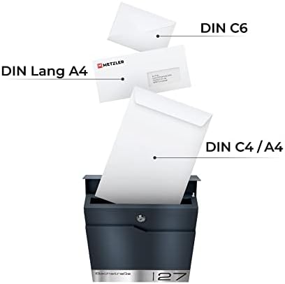 Siebert Metzler Briefkasten Basaltgrau RAL7012 mit Zeitungsfach & Edelstahl Namensschild – langlebig & modern für Ihr Zu