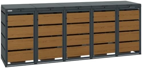 Mülltonnenbox 4er für 120 Liter | Golden Oak | Wetterfeste Mülltonnenverkleidung für den Garten