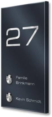 Metzler Edelstahl Türklingel V2A - Modernes Design in Anthrazit RAL 7016 mit gravierbarem LED-Taster für wasserdichte Mo
