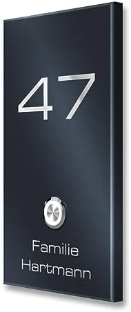 Metzler Edelstahl Türklingel V2A - Modernes Design in Anthrazit RAL 7016 mit gravierbarem LED-Taster für wasserdichte Mo