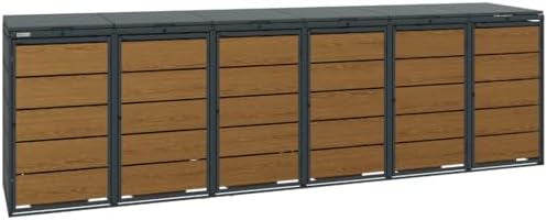 Mülltonnenbox 4er für 120 Liter | Golden Oak | Wetterfeste Mülltonnenverkleidung für den Garten