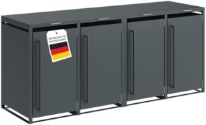STEELSØN Xalara Mülltonnenbox für 4 Tonnen – wetterfeste, UV-beständige Stahlverkleidung in Anthrazit – ideal für den Au