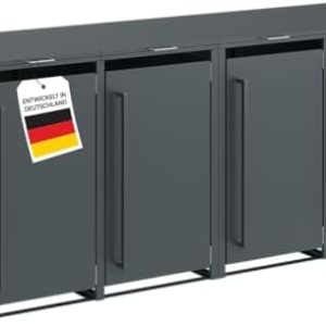 STEELSØN Xalara Mülltonnenbox für 4 Tonnen – wetterfeste, UV-beständige Stahlverkleidung in Anthrazit – ideal für den Au