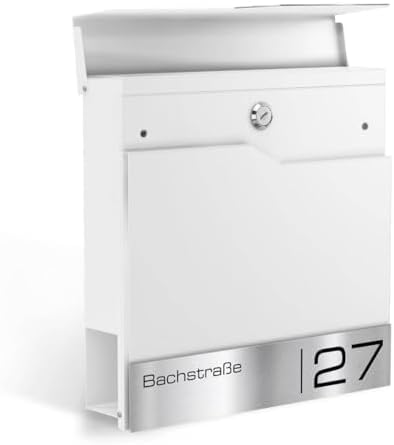 Siebert Metzler Briefkasten Basaltgrau RAL7012 mit Zeitungsfach & Edelstahl Namensschild – langlebig & modern für Ihr Zu