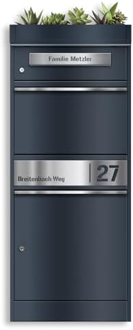 Metzler Briefkasten mit Paketfach, abschließbar, wetterfest und personalisierbar - ideal für Garten und Eingangsbereich