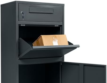 Sillar Paketbriefkasten anthrazit mit Schlüssel – Wetterfester Standbriefkasten für große Post und Pakete draußen (112,3