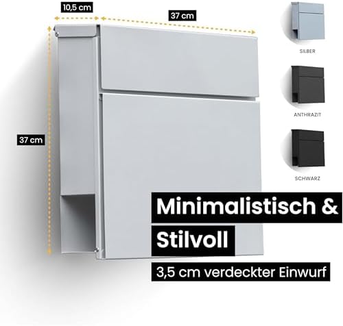 Radius Designer Briefkasten Anthrazit – Personalisierbar mit Lasergravur – Edelstahl V2A für Ihr Zuhause – 10 Jahre Gara